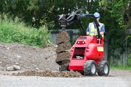 mini skid steer auger setup