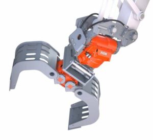 excavator tiltrotator with grab